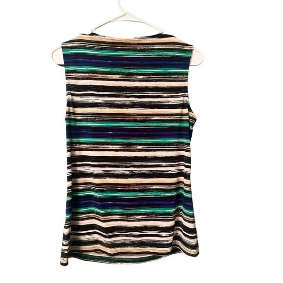 Le Suit Separates Sleeveless Blouse Green and Blue Striped Size medium - Picture 3 of 3